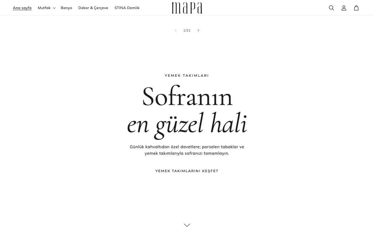 Mapa Home sitesinden ekran görüntüsü